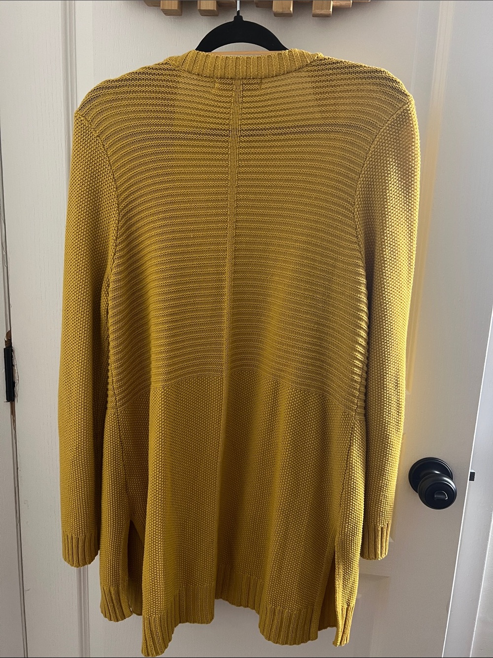Marled Open-Front Mustard Yellow Ribbed Cardigan - Picture 2 of 2